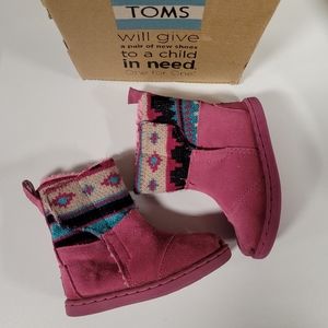TOMS Child Pink Suede Nepal Boots